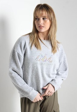 Vintage Boat Graphic Textures Sweatshirt Grey
