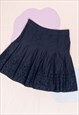VINTAGE SKIRT Y2K FAIRYCORE FRILLY FLOWER MIDI IN BLUE