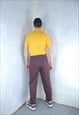 VINTAGE 80'S RETRO BAGGY SUIT TAILORED GLAM TROUSERS MAROON