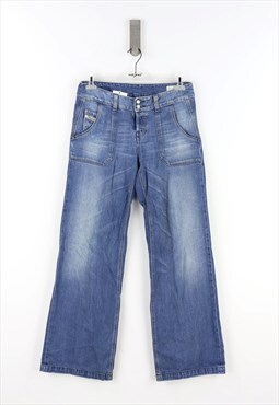 Diesel Wide Leg High Waist Jeans in Blue Denim - W29 - L32