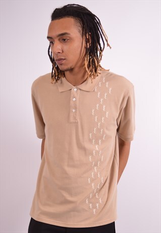 YVES SAINT LAURENT MENS VINTAGE POLO SHIRT XXL BEIGE 90S