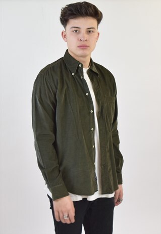 VINTAGE 90S DARK GREEN CORDUROY SHIRT