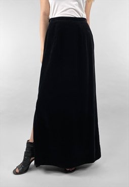 Alexander 70's Vintage Ladies Black Velvet Maxi Skirt Medium
