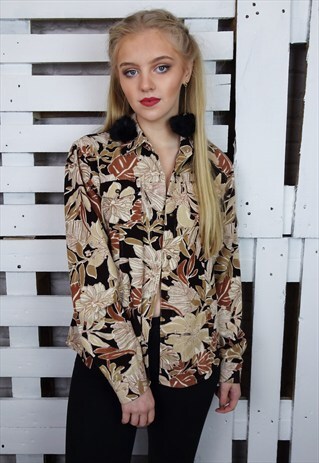 FLORAL CORDUROY LONG SLEEVED 90'S SHIRT