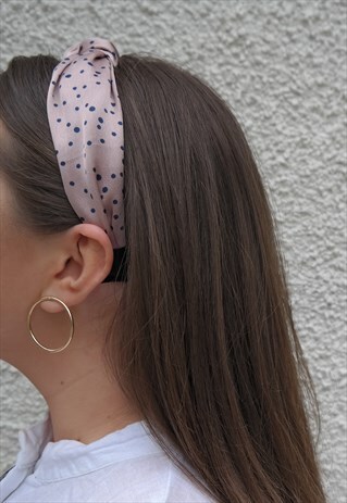 PINK AND BLUE POLKA DOT HEADBAND
