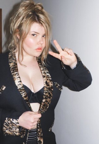 LEOPARD PRINT BLAZER JACKET VINTAGE ANIMAL PRINT Y2K 90'S 80