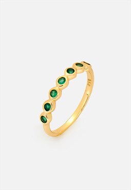 Women's Dainty Ring With Emerald Green Stones - Gold