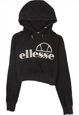 Vintage 90's Ellesse Hoodie Crop Spellout Black Small