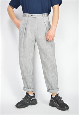 Vintage grey classic straight cotton suit trousers