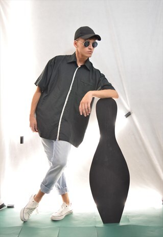 BLACK TWO COLOUR VINTAGE STRIPED FESTIVAL SHIRT