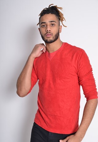 VINTAGE CHAPS RALPH LAUREN FLEECE SWEATSHIRT RED