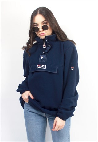 90'S RARE RETRO BLUE 1/4 ZIP PULLOVER FLEECE