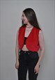 90S LACE CROP TOP, RED COLOR ITALIAN VEST SMALL SIZE VINTAGE