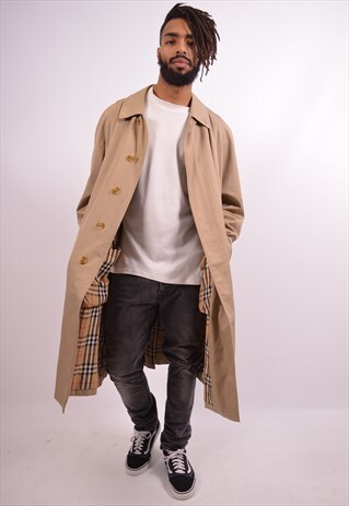 BURBERRY MENS VINTAGE COAT MEDIUM BEIGE 90S