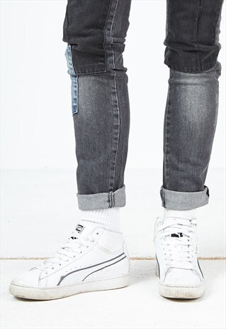 VINTAGE WHITE PUMA HI-TOPS LEATHER TRAINERS