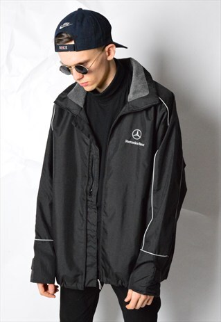 BLACK MINIMALIST EMBROIDERED MERCEDES BENZ JACKET