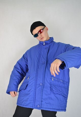 VINTAGE BLUE OVERSIZE RAVE PUFFER JACKET