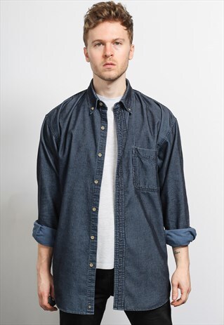 VINTAGE CORDUROY CORD SHIRT BLUE