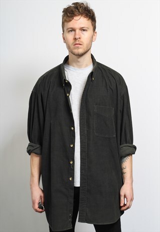 VINTAGE CORDUROY CORD SHIRT GREEN