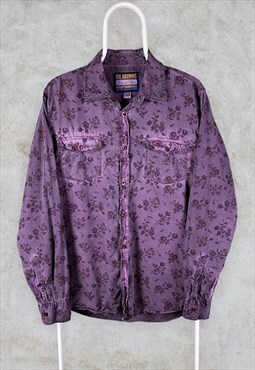 Vintage Joe Browns Purple Floral Shirt Medium