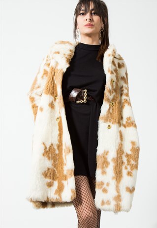 VINTAGE FAUX FUR COAT / S60