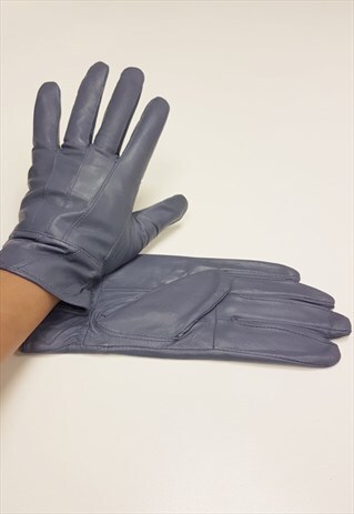 BLUE REAL LEATHER CLASSIC GLOVES