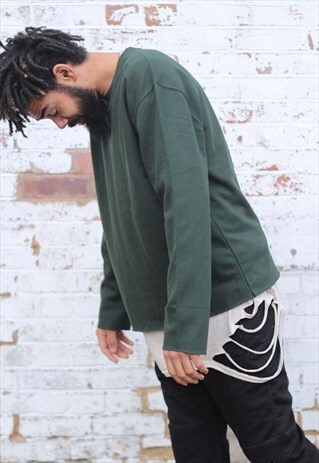 RAW EDGE FOREST GREEN OVERSIZED SWEATSHIRT