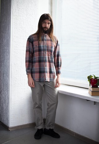 VINTAGE 80'S CHECKED COTTON SHIRT