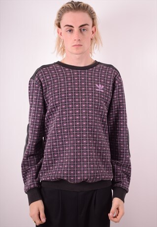 ADIDAS MENS VINTAGE SWEATSHIRT JUMPER MEDIUM PINK 90S