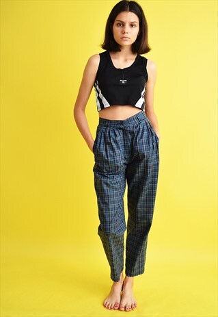 90'S RETRO CHECKED BOHO LOOSE HAREM TROUSERS
