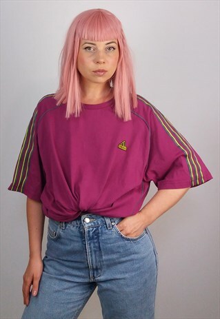 VINTAGE 90'SADIDAS UNISEX OVERSIZED T-SHIRT IN PURPLE
