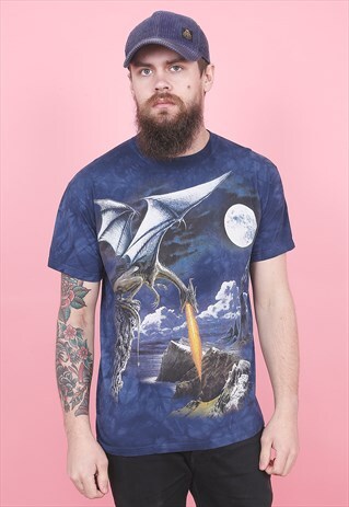 VINTAGE DRAGON PRINT T-SHIRT /R6112