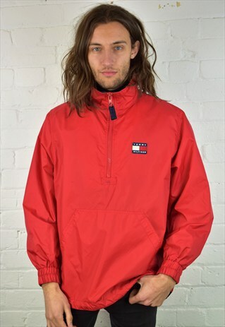 VINTAGE 90'S TOMMY HILFIGER 1/2 ZIP WINDBREAKER TOP
