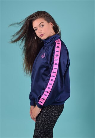 VINTAGE KAPPA NAVY AND PINK TRACK JACKET