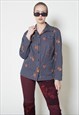VINTAGE 70S BOHO LONG SLEEVE FITTED PATTERNED WOMEN SHIRT