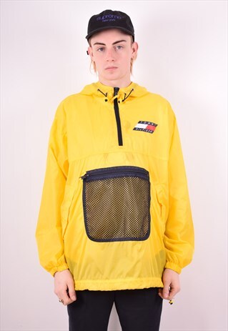 TOMMY HILFIGER MENS VINTAGE PULLOVER RAIN JACKET LARGE 90S