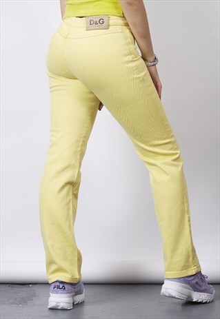VINTAGE 90'S DOLCE & GABBANA YELLOW POCKET JEANS