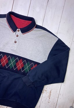 vintage blue collared grandad jumper
