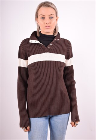 TOMMY HILFIGER WOMENS VINTAGE JUMPER SWEATER XL BROWN 90'S