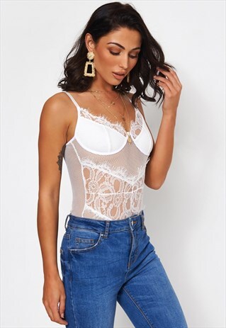 MIA WHITE LACE BODYSUIT
