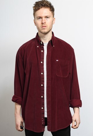 VINTAGE TOMMY HILFIGER CORDUROY CORD SHIRT RED