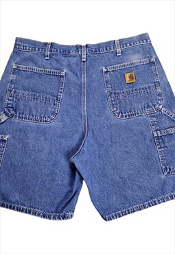 Men's Carhartt Denim Carpenter Cargo Shorts in Blue Size W36