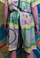 PAISLEY SHORTS BANDANNA PRINT CROP BOARD PANTS GREEN YELLOW