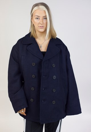 VINTAGE 90S NAVY HEAVY WOOLEN JACKET