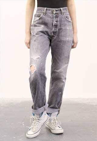 LEVI'S VINTAGE 501 GREY PAINT MOM JEANS