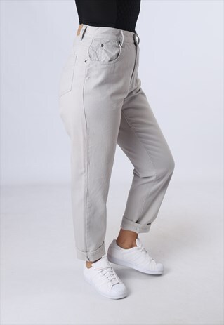 DENIM JEANS HIGH WAISTED WIDE TAPERED UK 10 (DK4A)