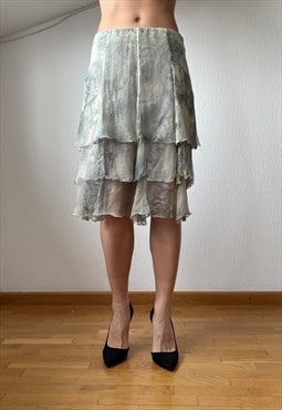 JEAN PAUL GAULTIER Skirt Mesh Pleated Asymmetric Silk