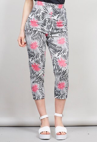 VINTAGE 90'S LAURA BIAGIOTTI HIGH-WAISTE PRINT CROP TROUSERS