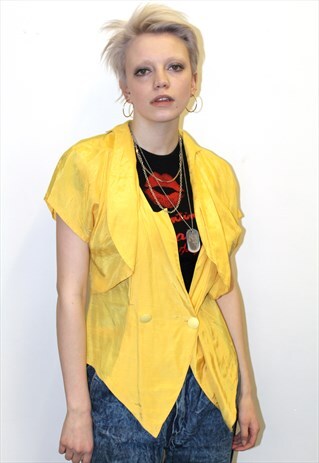 80S VINTAGE FESTIVAL YELLOW WRAP TOP SILVER AZTEC BLOUSE