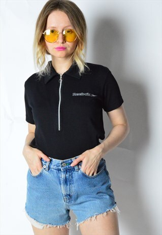 VINTAGE 90S BLACK REEBOK 1/2 ZIPPER SPORTS TOP